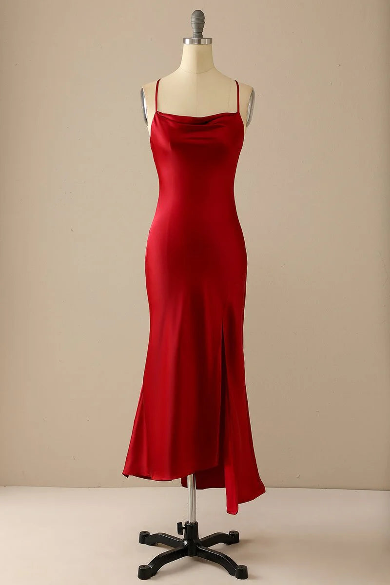 Weitese Sleeveless Sexy Backless Spaghetti Straps Red Slip Dress Prom Dress Prom Dresses Stores